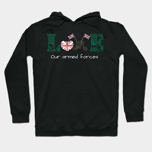 Love our armed forces UK military slogan Hoodie by Authentic Designer UK